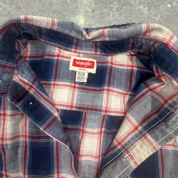Wrangler Kids Plaid Shirt - Navy and White - Picture 2 of 2